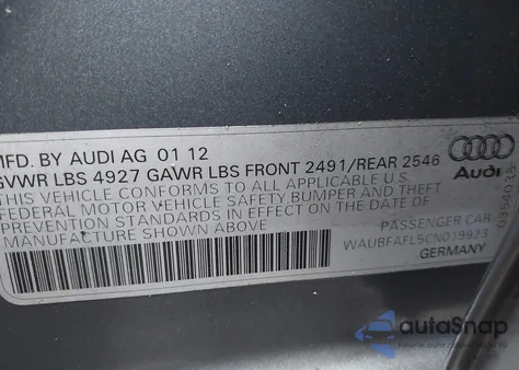 2012 Audi A4 2.0T Premium из США, поврежденный, VIN WAUBFAFL5CN019923